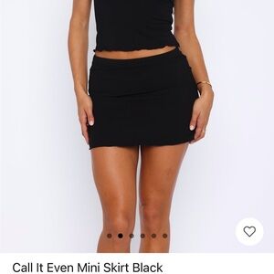 White fox black mini skirt
